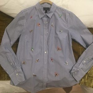 J. Crew Perfect Fit Jewel Bugs Striped Button Down